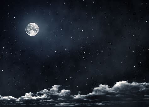 HD wallpaper: moon and starry sky, clouds, night, the moon, stars ...