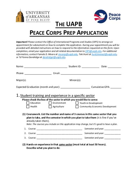 Fillable Online the uapb peace corps prep application Fax Email Print ...