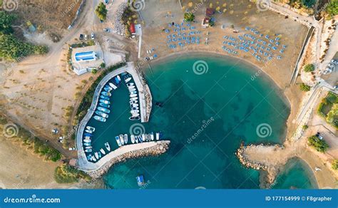 Aerial Agia Triada Beach, Protaras, Cyprus Stock Image - Image of boat ...