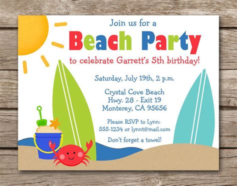 Beach Invitation Beach Party Invitation Beach Birthday | Etsy | Beach ...