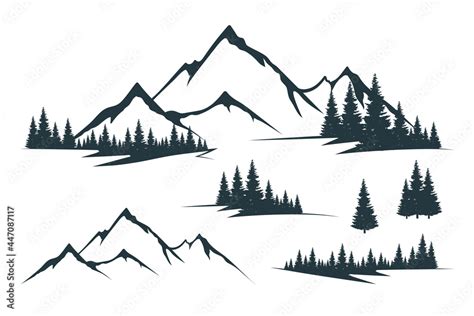 Mountain Trees Outline