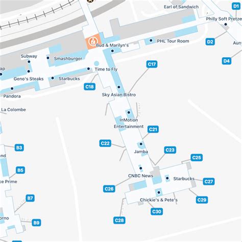 Philadelphia Airport PHL Terminal B Map