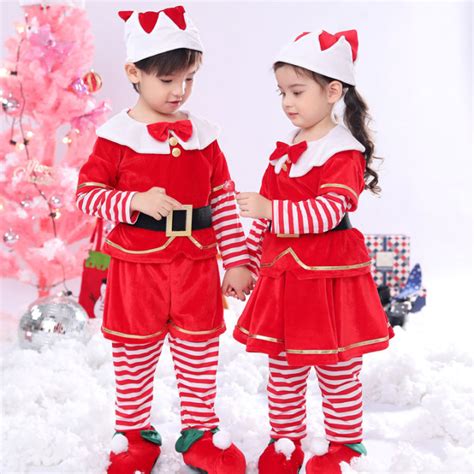 Kids Christmas Party Cosplay Boys Girls Santa Claus Costume Set Xmas ...