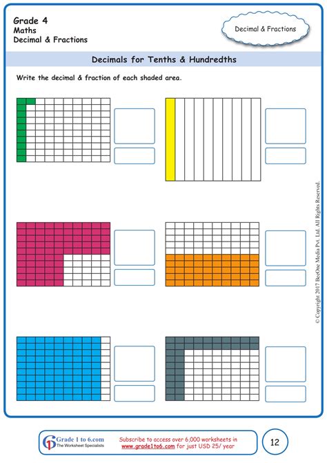 Grade 4 Decimal Worksheet