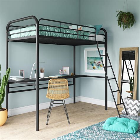 Manor Park Premium Traditional Twin Metal Loft Bed, Black ...