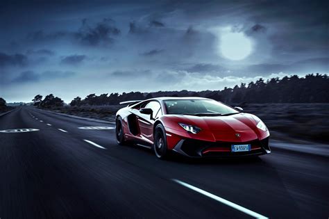 Red Lamborghini Aventador Moon Night, HD Cars, 4k Wallpapers, Images ...