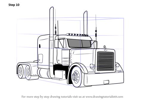 How to Draw Peterbilt 379 Truck - DrawingTutorials101.com | Peterbilt ...