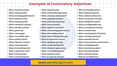 100+ examples of Exclamatory Adjectives - Word Coach