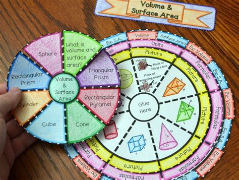 Volume and Surface Area Wheel Foldable | Math art projects, Math ...