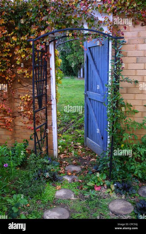 Garden gate, open door secret garden Stock Photo, Royalty Free Image ...