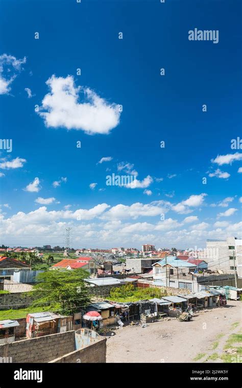 Nairobi suburbs street view in the Tassia district, Kenya with the ...