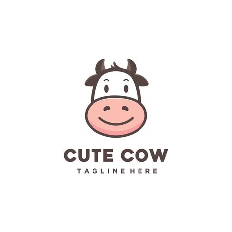 Funny head and smile cow cartoon, happy cow logo design illustration ...