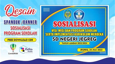 DESAIN SPANDUK / BANNER SOSIALISASI PROGRAM SEKOLAH(FREE CDR) - YouTube