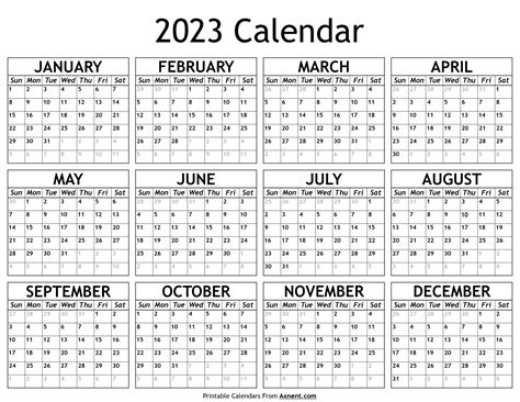 Printable 2023 Calendar - Time Management Tools By Axnent