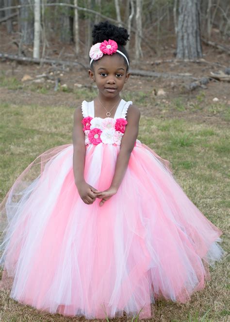 Coral Summer Wedding Flower Girl Tutu Dress by Little Ladybug Tutus ...