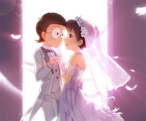 Download Nobita Shizuka HD Aesthetic Wedding Wallpaper | Wallpapers.com