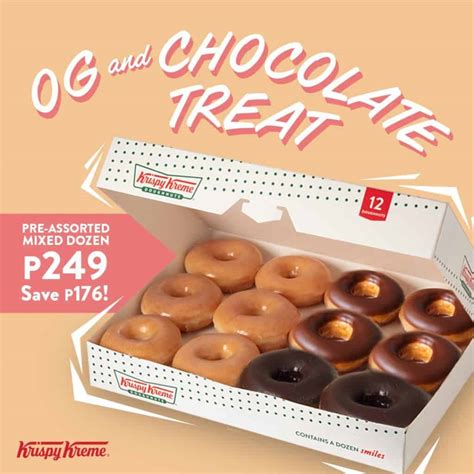 Get a dozen of Krispy Kreme donuts for ₱249 (save ₱176)