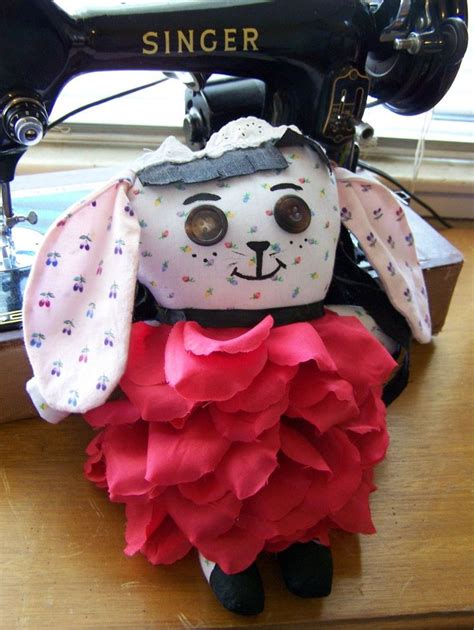 scrapdoll bunny rose, recycled material, scrap fabric doll, cute kawaii ...