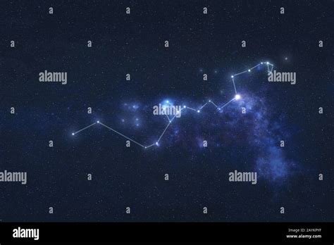 Hydra constellation stars in outer space. Hydra constellation lines ...