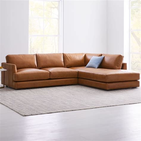 Haven Leather 2-Piece Bumper Chaise Sofa (274 cm) | Leather sectional ...