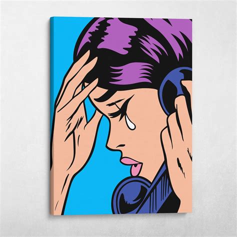 Pop Art Crying Girl With Phone Modern Wall Art