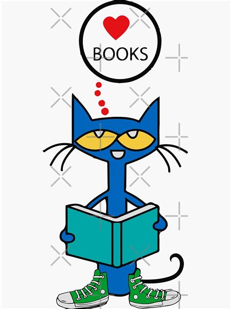 "Pete the cat reading a book" Sticker for Sale by Ak1storE | Redbubble