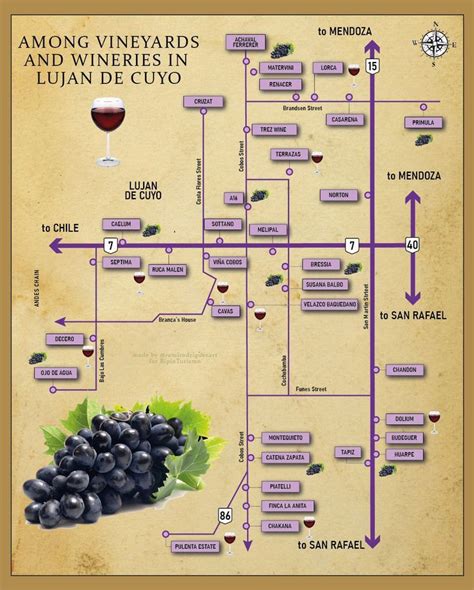 Map of wineries in Lujan de Cuyo, Mendoza, Argentina | Wine tourism ...