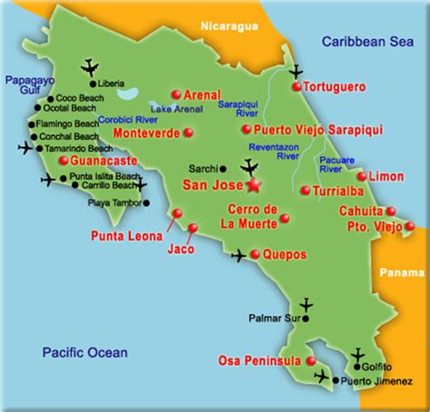 Costa Rica Tourist Destinations Map - Best Tourist Places in the World