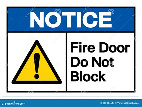 Notice Fire Door Do Not Block Symbol Sign ,Vector Illustration, Isolate ...