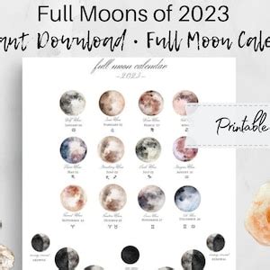 2023 Printable Full Moon Calendar. Lunar Zodiac Celestial - Etsy UK