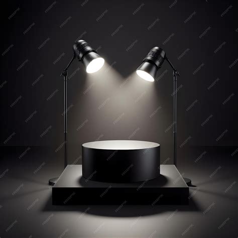 Premium AI Image | black podium with a lighting amp Flat background