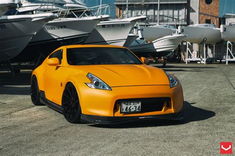 Stanced and Customized Nissan 370Z Sitting Low on Vossen Rims — CARiD ...