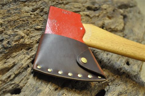 Leather Axe Sheath Council Tool Jersey Pattern Brown Horween