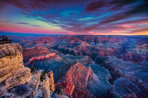 Grand Canyon, South Rim, mountains, arizona, usa, sunset, clouds, sky ...