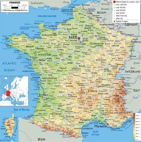 Physical Map of France - Ezilon Maps @michaelsusanno c | | M A P S ...