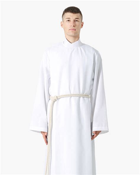 Front Wrap White Clergy Cassock Alb with Cotton Cincture – Ivyrobes