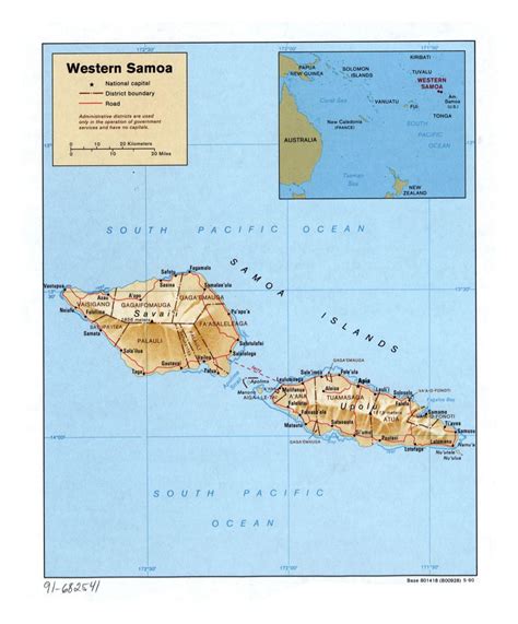 Large detailed political and administrative map of Western Samoa with ...