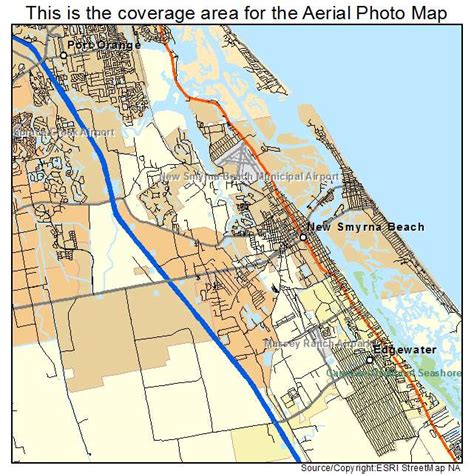 Aerial Photography Map of New Smyrna Beach, FL Florida