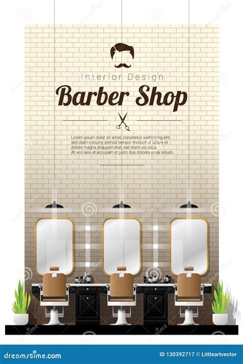 Interior Background of Vintage Barber Shop Stock Vector - Illustration ...