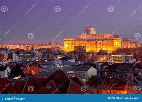 Bucharest Aerial View stock photo. Image of aerial, sunset - 67331006