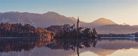 Lake Bled Church at Sunrise • Church Website Design