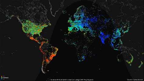 Check out this visual map that shows 24 hours of internet usage around ...