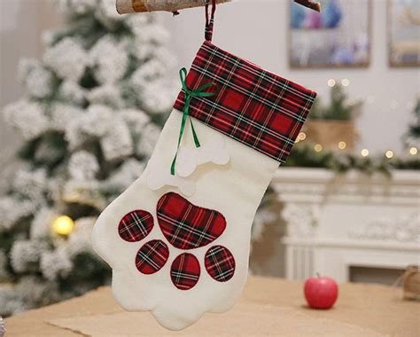 Reactionnx Pet Dog Christmas Stocking, Christmas Stockings Set, Dog Paw ...