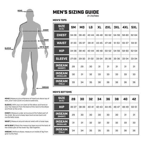 Mens Sizing