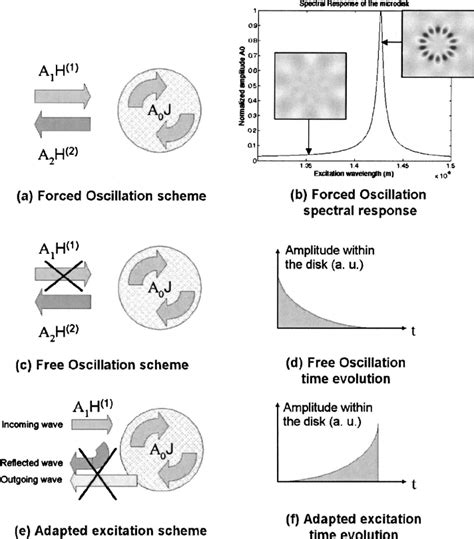 (a) Forced oscillation scheme. (b) Spectral response for forced ...