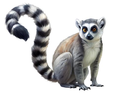 Ring-Tailed Lemur Side View - Isolated on Transparent Background ...