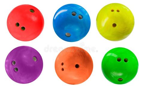 Balls Bowling Different Colors Isolated on White Background, Set of Six ...