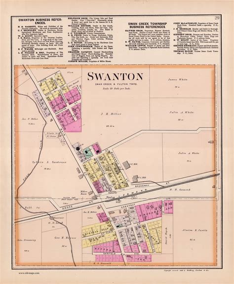 Swanton 1888 Old Town Map Reprint Fulton County, Ohio Homeowner Names ...