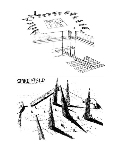 Early conceptual drawing of a spiky field at the Waste Isolation Pilot ...