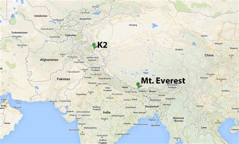 Where Is K2 Located In India Map - United States Map